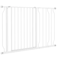 PawHut Poartă de Siguranță pentru Câini din Oțel și ABS, Poartă Extensibilă pentru Câini pentru Scări și Uși, 75-115 cm, Alb(m-10)