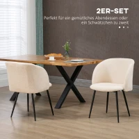 HOMCOM Zestaw 2 krzeseł jadalnych, krzesła tapicerowane z materiału, krzesła kuchenne ze stalowymi nogami, z ergonomicznym oparciem, kremowe(m-4)