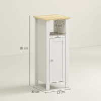 kleankin Slim Bathroom Storage Unit with Open Shelf, Bathroom Storage Cabinet with Adjustable Shelf, 32 x 30 x 80 cm, White(m-3)