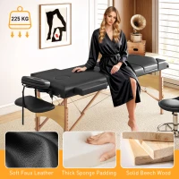 HOMCOM Adjustable Folding Massage Table - Black(m-7)