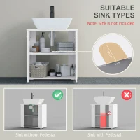 kleankin Under Sink Cabinet, Bathroom Vanity Unit, Pedestal Under Sink Design, Storage Cupboard with Adjustable Shelf, High Gloss, White(m-4)