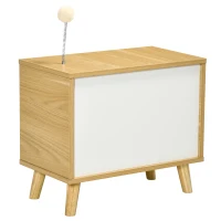 PawHut Katzenhöhle imTV-Design inkl. Spielzeug, waschbares Kissen, 50 cm x 28 cm x 43 cm, Eiche + Beige + Weiß(m-11)