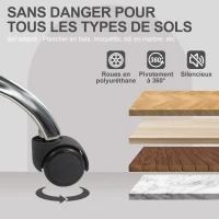 HOMCOM Chaise de bureau, fauteuil de bureau ergonomique, hauteur réglable, assise et dossier rembourrés, gris(m-5)