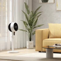 HOMCOM Ventilateur sur pied 45 W ventilateur circulateur d'air 3 niveaux, oscillation réglable à 70°, noir et blanc(m-8)