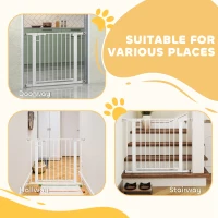 PawHut Deurhek, montage zonder boren, verstelbare breedte 75-96 cm, met één hand te openen, metaal, wit, 76 cm hoog(m-9)