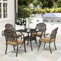 Outsunny Five-Piece Cast Aluminium Garden Dining Set - Bronze Tone(m-8)