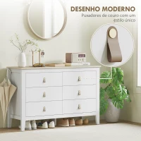 HOMCOM Cómoda de 6 Gavetas Cómoda para Dormitório com Puxadores de PU 120x40x78 cm Branco(m-5)