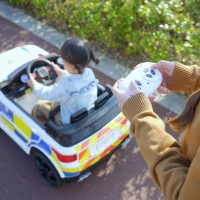 HOMCOM 12V Electric Car for Kids Police Car 2 Motors with Parental Remote Control Siren Flashing Lights USB Portable for 3-6 Years White(m-9)