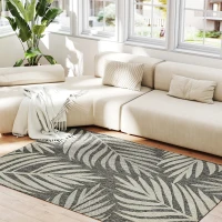 HOMCOM UV Resistant Indoor & Outdoor Area Rug, Easy-Cleaning Machine Washable Rug for Patio, Garden, Kitchen, Bathroom or Living Room, 170 x 120 cm, Grey(m-8)