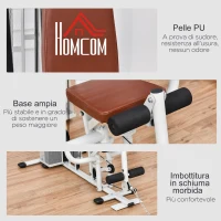HOMCOM Stazione Fitness Multifunzione per Casa e Palestra con 4 Imbottiture, in Acciaio e PU, 150x110x210 cm, Bianco(m-7)