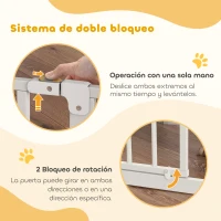PawHut Barrera de Seguridad para Perros Extensible 75-115 cm para Puertas y Escaleras Puerta de Seguridad para Mascotas con Extensiones Montaje a Presión y Doble Bloqueo Blanco(m-5)