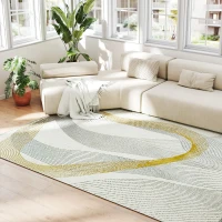 HOMCOM Modern Area Rug, Machine Washable Rug, Allergy-Friendly Floor Carpet for Living Room, Bedroom, Dining Room, Home Office, 230 x 160 cm, Cream White(m-9)