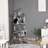 PawHut Cat Tree Scratching House, Activity Play Centre(m-2)