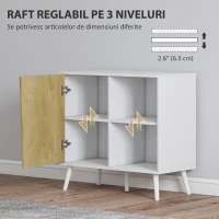 HOMCOM Comodă Bufet cu Dulap și Compartiment de Depozitare din Lemn Alb(m-5)