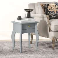 HOMCOM French Style Side Table with Drawer - Grey(m-2)