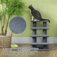 PawHut Dog Steps for Bed 4 Step Pet Stairs for Sofa Dog Cat Climb Ladder 63x43x60 cm Grey(m-4)