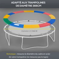 HOMCOM Coussin de protection pour trampoline de remplacement Ø 366 cm résistant aux rayons UV, anti déchirure rouge(m-5)