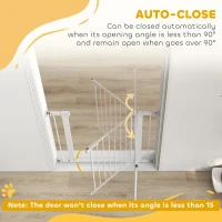 PawHut Deurhek, montage zonder boren, verstelbare breedte 75-96 cm, met één hand te openen, metaal, wit, 76 cm hoog(m-6)