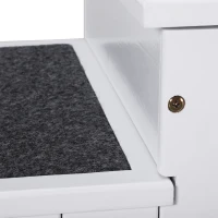 PawHut Hundetreppe 3 Stufen Katzentreppe Haustiertreppe Hundetreppe für Hunde und Katzen Tiertreppe Einstiegshilfe mit Teppich Stauraum für Sofa Bett Tannenholz Weiß 40,5 x 44,5 x 38 cm(m-9)