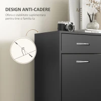 HOMCOM Dulap pentru Pantofi Modern cu 2 Rafturi Regabile și 2 Sertare din Lemn Negru(m-7)