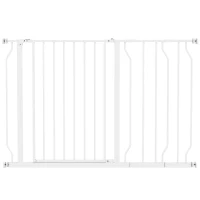 PawHut Poartă de Siguranță pentru Câini din Oțel și ABS, Poartă Extensibilă pentru Câini pentru Scări și Uși, 75-115 cm, Alb(m-11)