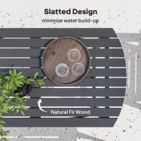 Outsunny 5 Piece Wooden Garden Dining Set for 6, Outdoor Conversation Set with 2 Armchairs, 2 Loveseats and Dining Table with Umbrella Hole for Patio, Balcony, Grey(m-5)