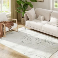 HOMCOM Modern Area Rug, Swirl Pattern Machine Washable Rug, Allergy-Friendly Floor Carpet for Living Room, Bedroom, Dining Room, Home Office, 170 x 120 cm, Cream White(m-10)