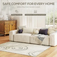 HOMCOM Modern Area Rug, Swirl Pattern Machine Washable Rug, Allergy-Friendly Floor Carpet for Living Room, Bedroom, Dining Room, Home Office, 170 x 120 cm, Cream White(m-4)