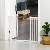 PawHut Türschutzgitter Treppenschutzgitter Hunde Absperrgitter Schutzgitter für Haustier Hundegitter Klemmbefestigung Metall ABS Weiß 75-131 x 76 cm(m-11)