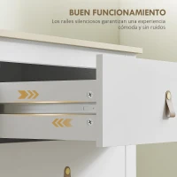 HOMCOM Cómoda para Dormitorio con 6 Cajones Tiradores de PU Cajonera para Salón Pasillo 120x40x78 cm Blanco(m-7)