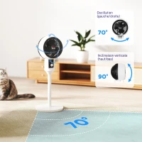 HOMCOM Ventilateur sur pied 45 W ventilateur circulateur d'air 3 niveaux, oscillation réglable à 70°, noir et blanc(m-5)