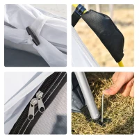 Outsunny Tienda de Camping Emergente Instantánea con 4 Ventanas 2 Bolsillos y Bolsa de Transporte 240x240x199 cm Gris y Blanco(m-7)