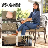 Outsunny Five-Piece Cast Aluminium Garden Dining Set - Bronze Tone(m-5)