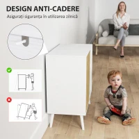 HOMCOM Comodă Bufet cu Dulap și Compartiment de Depozitare din Lemn Alb(m-6)