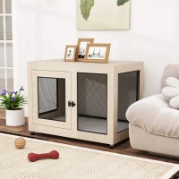 PawHut 2-in-1 Dog Cage & Side Table, with Two Doors, Cushion, for Large Dogs(m-2)