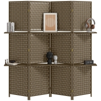 HOMCOM Wave Fibre Freestanding Folding Privacy Screen Panels, Room Divider, Grey