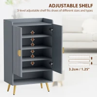 HOMCOM Modern Shoe Cabinet with 2 Doors, Open Shelf and Adjustable Shelves, 15 Pair Hallway Shoe Cupboard, Entryway Storage Unit, Light Grey(m-5)