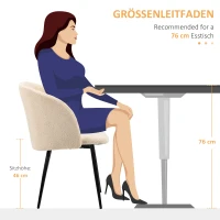 HOMCOM Zestaw 2 krzeseł jadalnych, krzesła tapicerowane z materiału, krzesła kuchenne ze stalowymi nogami, z ergonomicznym oparciem, kremowe(m-7)