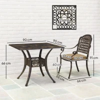 Outsunny Five-Piece Cast Aluminium Garden Dining Set - Bronze Tone(m-3)