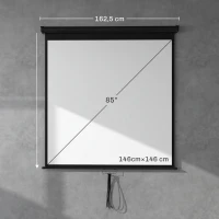 HOMCOM Écran de projection TV et Home Cinema de 85 Pouces vidéo projecteur 1:1 4K HD, 146L x 146H cm(m-3)