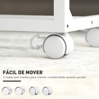HOMCOM Mesa Auxiliar com Rodas Altura Ajustável Superfície Inclinável e Estrutura de Metal 55x36x62,5-82,5 cm Madeira(m-5)