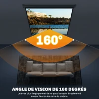 HOMCOM Écran de projection TV et Home Cinema de 85 Pouces vidéo projecteur 1:1 4K HD, 146L x 146H cm(m-5)