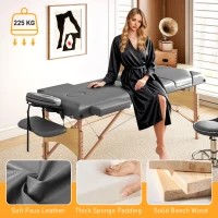 HOMCOM Adjustable Folding Massage Table - Grey(m-7)