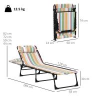 Outsunny Set of Two Folding Sun Loungers, with Four-Position Backs - Multicoloured(m-3)