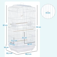 Pawhut Cage à oiseaux volière avec mangeoires perchoirs plateau excrément amovible cage pour canaris perruches perroquets 46,5 x 35,5 x 92 cm blanc(m-3)