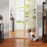 PawHut Barrera de Seguridad para Perros Extensible 75-115 cm para Puertas y Escaleras Puerta de Seguridad para Mascotas con Extensiones Montaje a Presión y Doble Bloqueo Blanco(m-9)