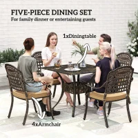 Outsunny Five-Piece Cast Aluminium Garden Dining Set - Bronze Tone(m-4)