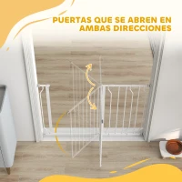 PawHut Barrera de Seguridad para Perros Extensible 75-115 cm para Puertas y Escaleras Puerta de Seguridad para Mascotas con Extensiones Montaje a Presión y Doble Bloqueo Blanco(m-8)