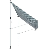 Outsunny 300 x 150cm Patio Adjustable Awning Floor- to-ceiling Retractable Shade,UV Protective - Green and White(m-13)