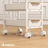 HOMCOM Carrinho de Cozinha de Armazenamento de 5 Níveis Carrinho Auxiliar com Rodas Bancada com Efeito Madeira 39,5x24x82 cm Branco(m-5)